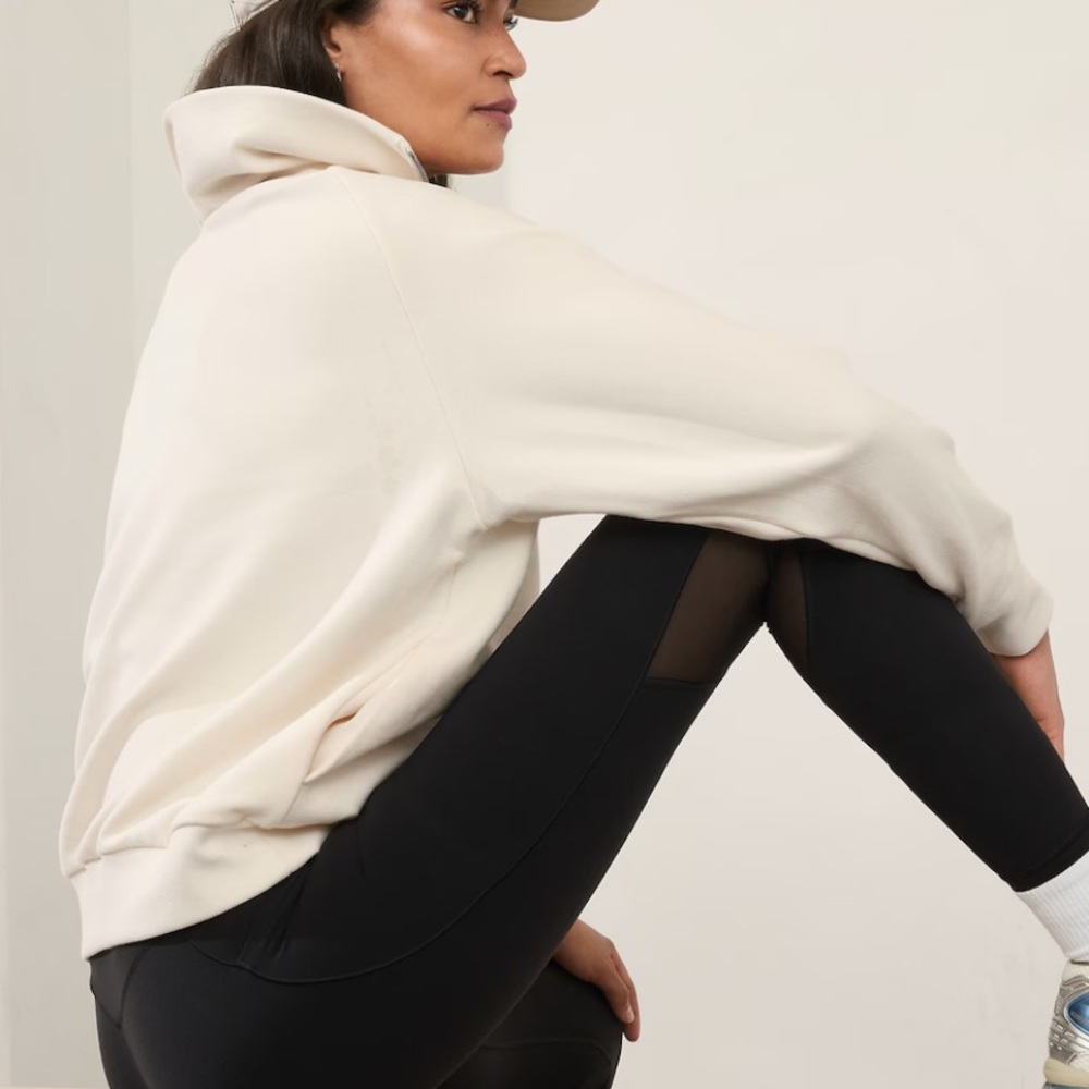 Athleta Forever Fleece Relaxed 1/4 Zip Sweatshirt M - Picture 4 of 7